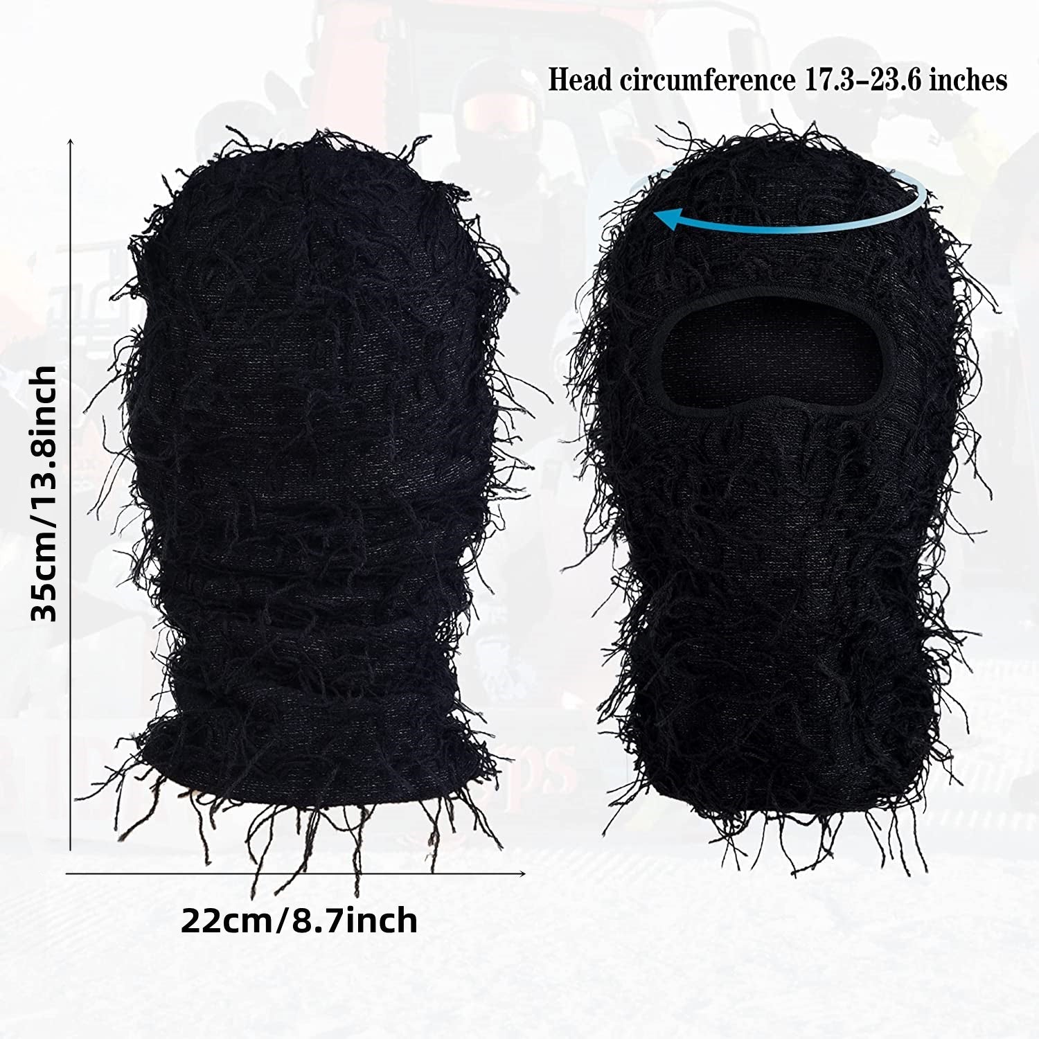 1pc Ski Mask Balaclava Distressed Hip Hop Mask Autumn And Winter Warm Ski Cold Hat For Men And Women Outdoor