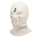 2024 New Fashion Embroidered Knitted Ski Mask - Winter Balaclava 3 Hole Neck Warmer for Skiing and Snowboarding