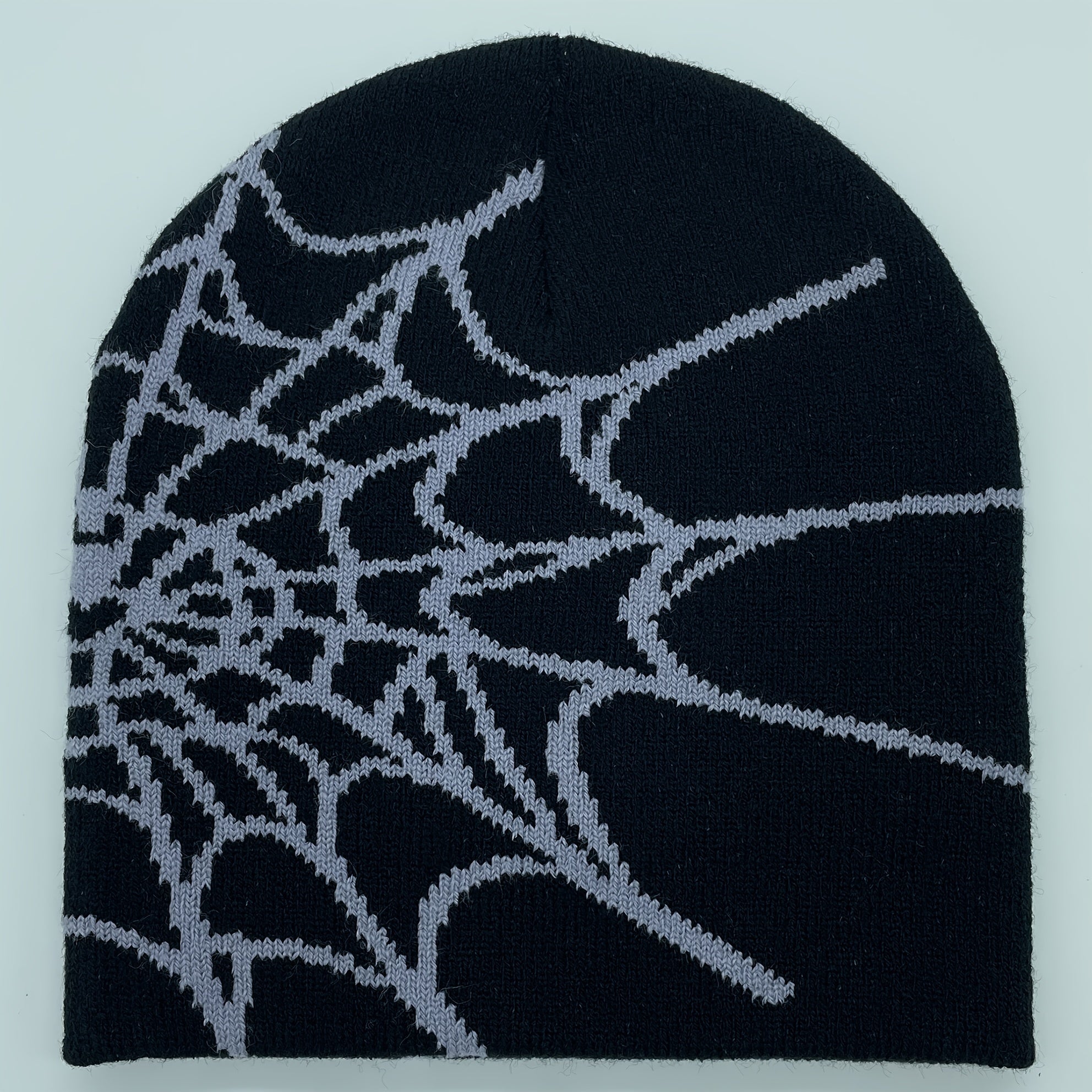 2024 New Unisex Plain Color Slouchy Knitted Beanie Hat - Spider Web Embroidery for Autumn and Winter