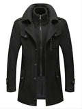 Men's Business Woolen Coat Fashion Double Collar Mid-length Woolen Jacket For Autumn/Winter