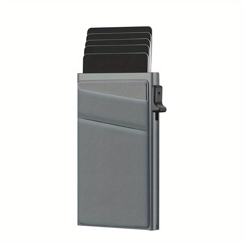 Minimalist RFID Blocking Men's Business Card Wallet - 2024 New Automatic Pop Up Credit Card Holder