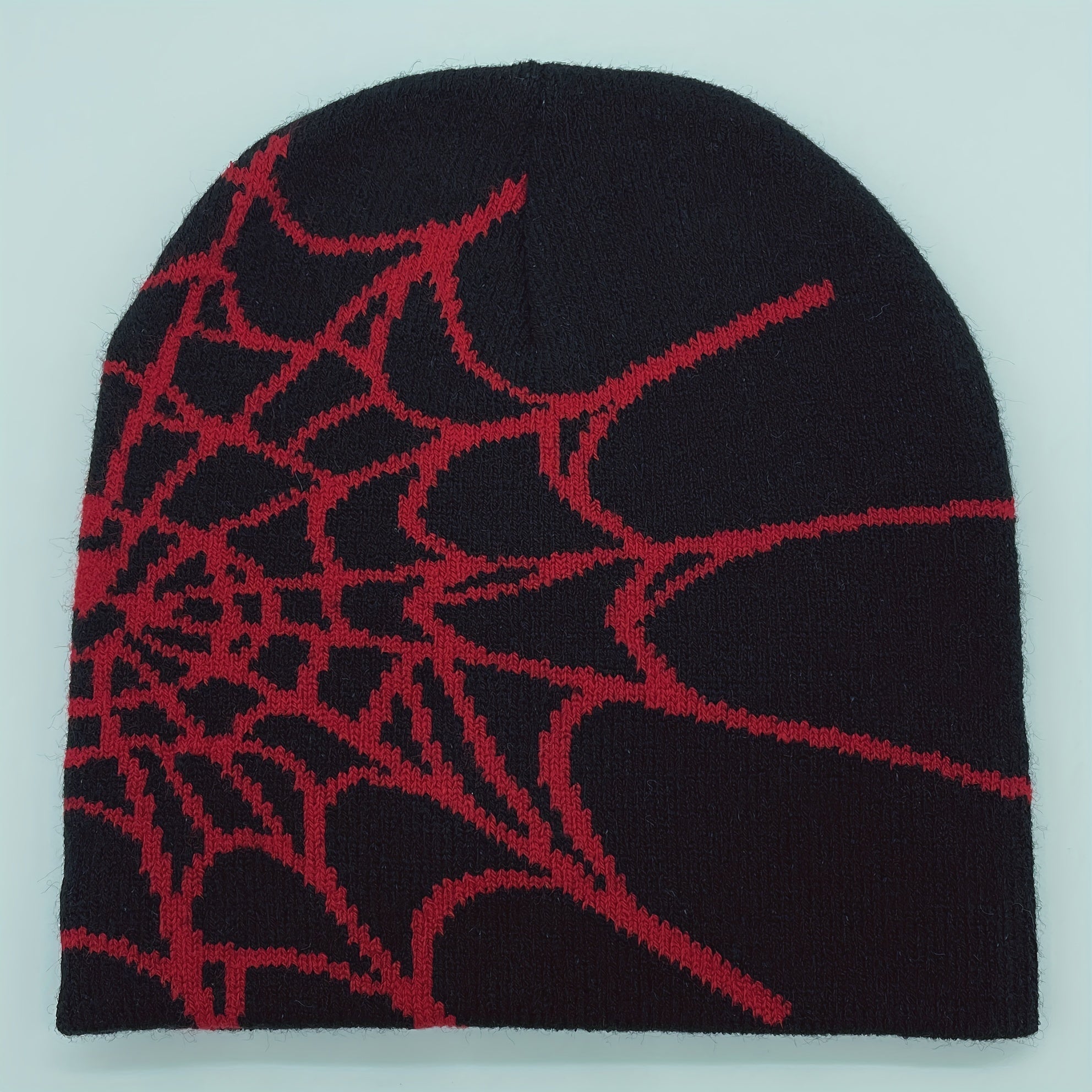 2024 New Unisex Plain Color Slouchy Knitted Beanie Hat - Spider Web Embroidery for Autumn and Winter